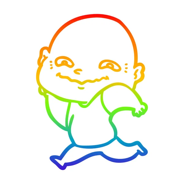 Rainbow gradient ligne dessin animé mec effrayant — Image vectorielle