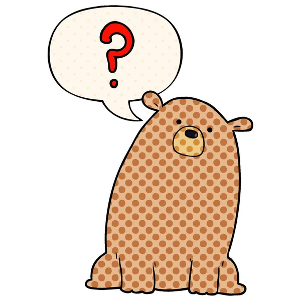 çizgi roman tarzında karikatür meraklı ayı ve konuşma balonu