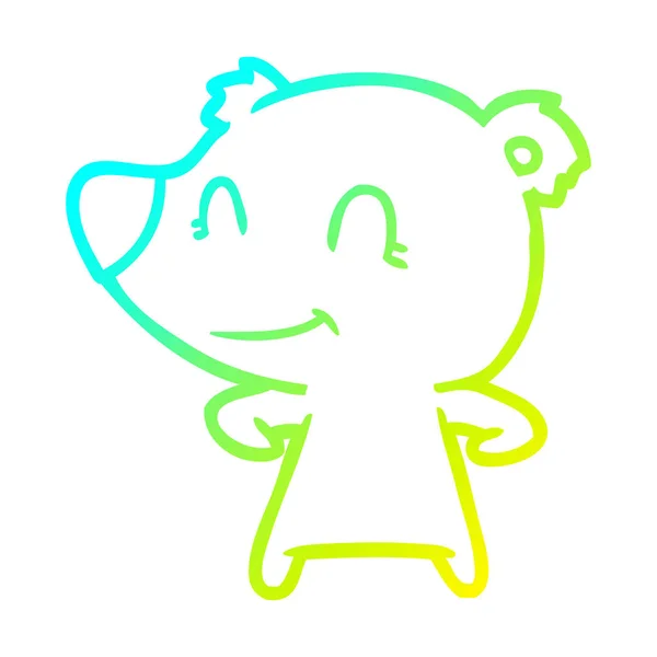 Hideg színátmenet vonal rajz barát medve-rajzfilm — Stock Vector