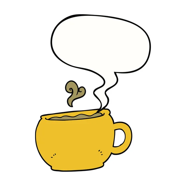 Tasse de café dessin animé et bulle de la parole — Image vectorielle