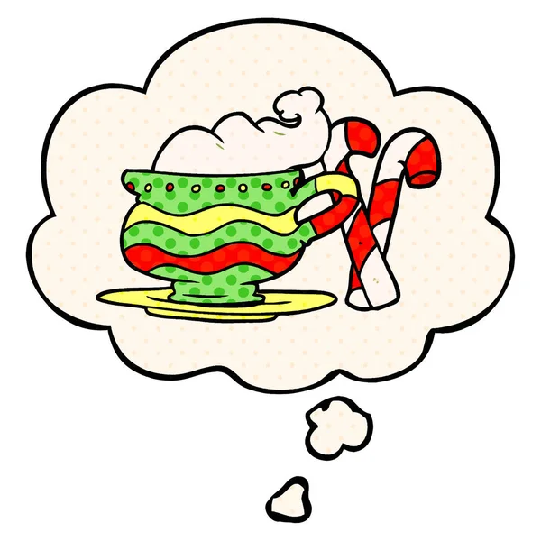 çizgi roman tarzında karikatür noel kakao ve düşünce balonu