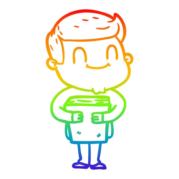 Arco-íris linha gradiente desenho cartoon amigável homem —  Vetores de Stock