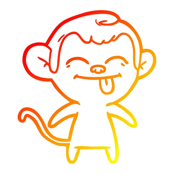 Chaud gradient ligne dessin drôle dessin animé singe — Image vectorielle