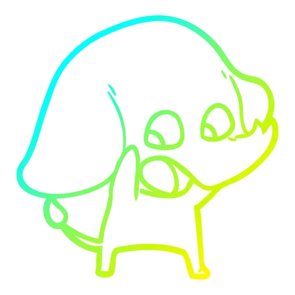 Studená Přechodová čára kreslení rozkošný kreslený slon — Stockový vektor