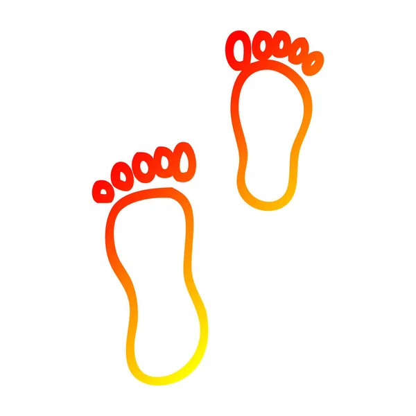 Chaud gradient ligne dessin dessins animés empreintes de pieds — Image vectorielle