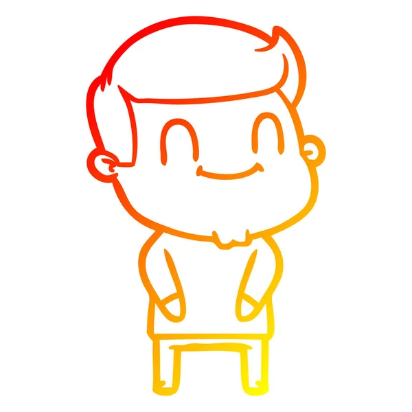 Linea gradiente caldo disegno cartone animato uomo felice — Vettoriale Stock