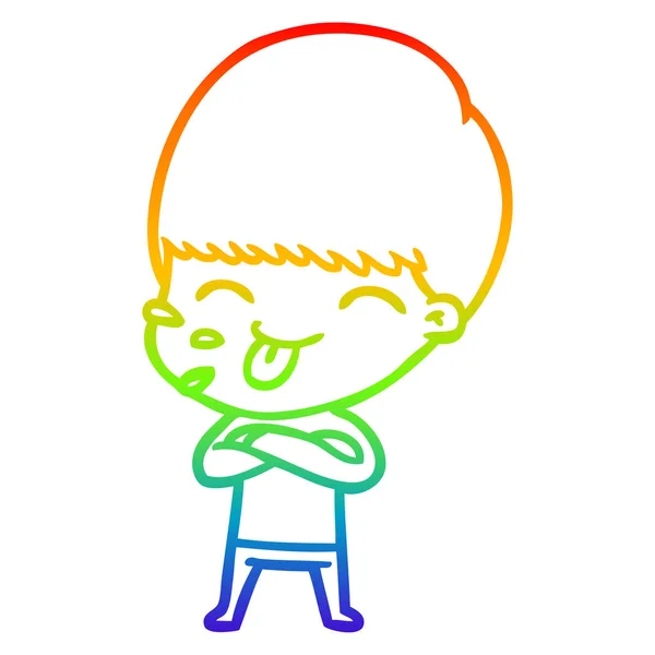 Arco iris gradiente línea dibujo dibujos animados hombre grosero — Archivo Imágenes Vectoriales