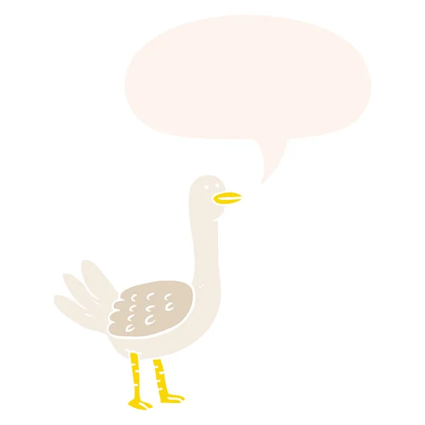 Dibujo animado pájaro y la burbuja del habla en estilo retro — Archivo Imágenes Vectoriales