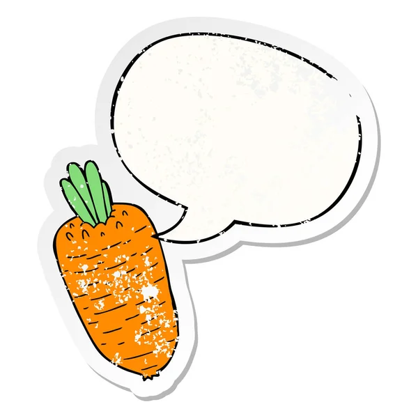 Cartoon vegetable and speech bubble distressed sticker — Stock Vector