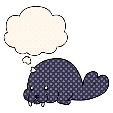 sevimli karikatür mors ve çizgi roman tarzında düşünce balonu