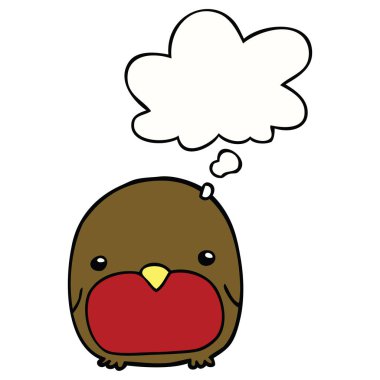 sevimli karikatür penguen ve düşünce balonu