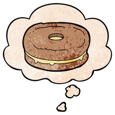 karikatür bisküvi ve grunge doku desen sty düşünce balonu