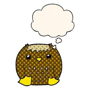 çizgi film baykuş ve çizgi roman tarzında düşünce balonu