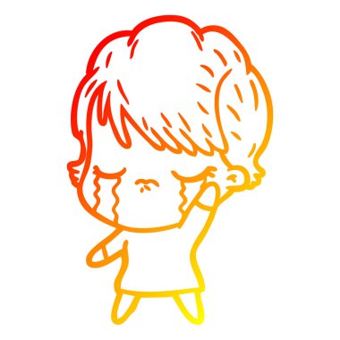 sıcak degrade çizgi çizim karikatür kadın ağlıyor