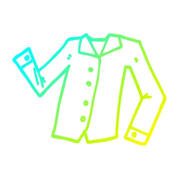 Línea de gradiente frío dibujo camisa de trabajo de dibujos animados — Vector de stock