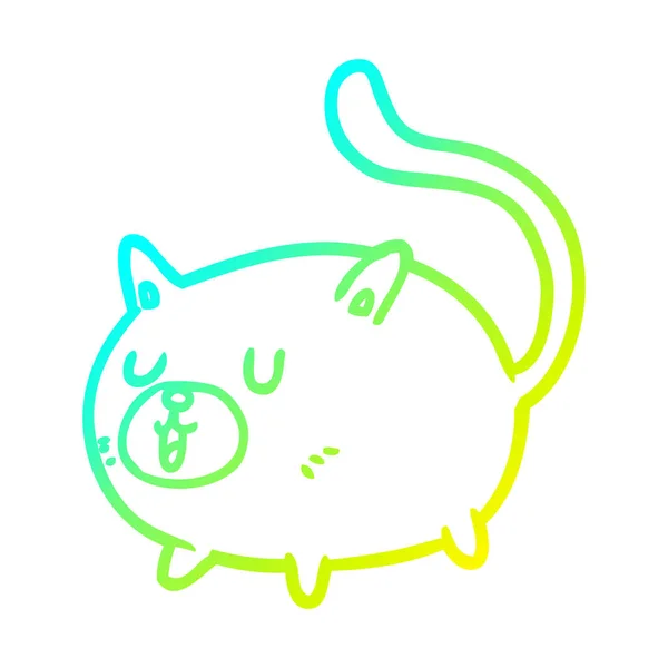 Soğuk degrade çizgi çizim mutlu kedi — Stok Vektör