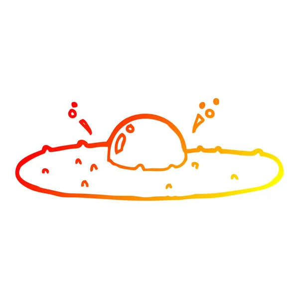 Warme kleurovergang lijntekening cartoon gebakken ei — Stockvector