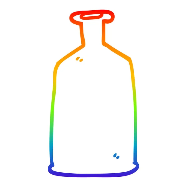 Rainbow gradient ligne dessin dessin dessin animé bouteille verte — Image vectorielle