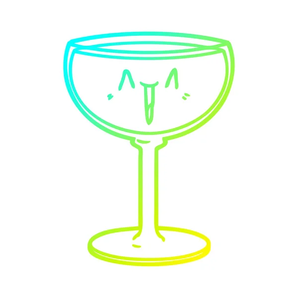 ワインの漫画のガラスを描く冷たいグラデーションライン — ストックベクタ