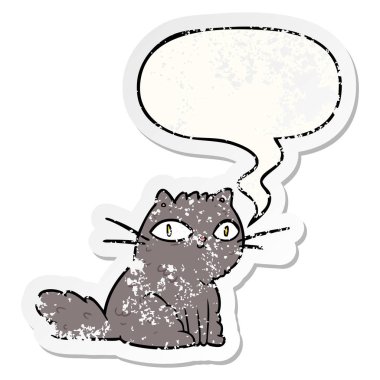 çizgi film kedi sağ bakıyor ve konuşma balonu sıkıntılı st