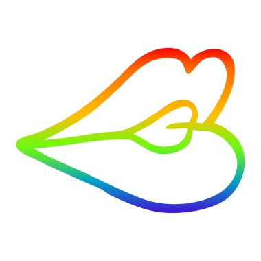 gökkuşağı gradyan çizgi çizim karikatür dudakları pouting