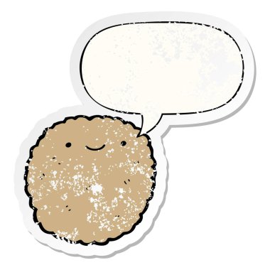 karikatür bisküvi ve konuşma balonu sıkıntılı etiket