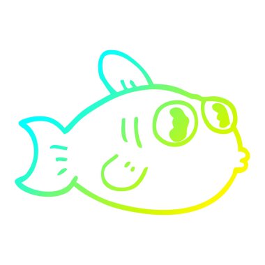 soğuk degrade çizgi çizim karikatür balık