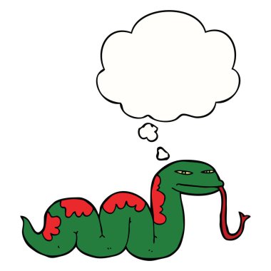 karikatür slithering yılan ve düşünce balonu