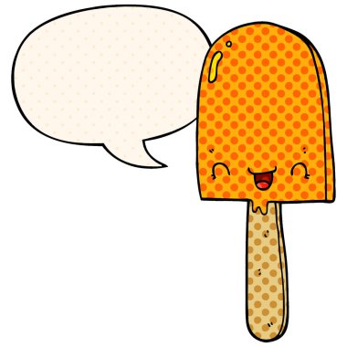 çizgi roman tarzında karikatür buz lolly ve konuşma balonu
