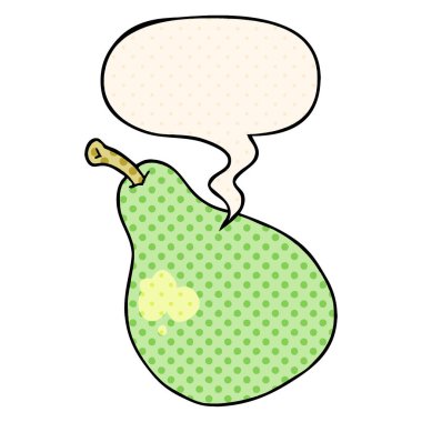 çizgi roman tarzında karikatür armut ve konuşma balonu