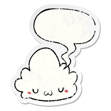 sevimli karikatür bulut ve konuşma balonu sıkıntılı etiket