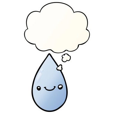 karikatür sevimli yağmur damlası ve pürüzsüz degrade stil düşünce balonu