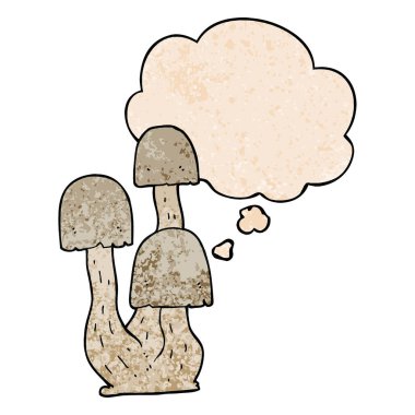 karikatür mantar ve grunge doku desen st düşünce balonu