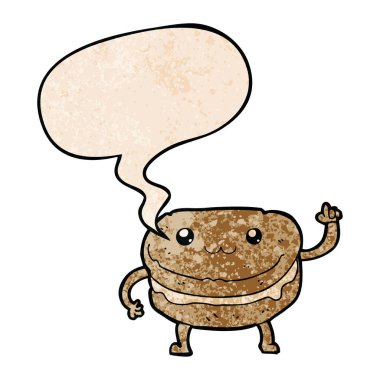 retro doku da çizgi film sallanan pasta karakteri ve konuşma balonu