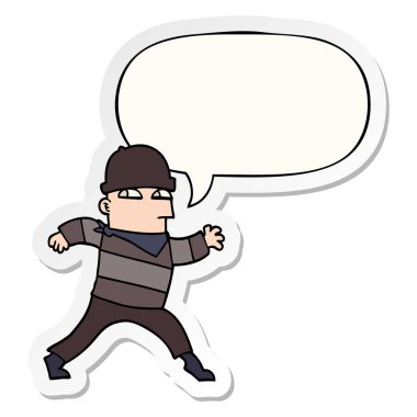 karikatür hırsız ve konuşma kabarcık etiket