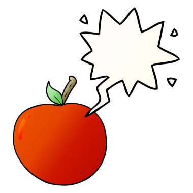 düz degrade tarzında karikatür elma ve konuşma balonu