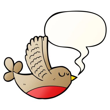 düzgün degrade tarzında karikatür kuş ve konuşma balonu