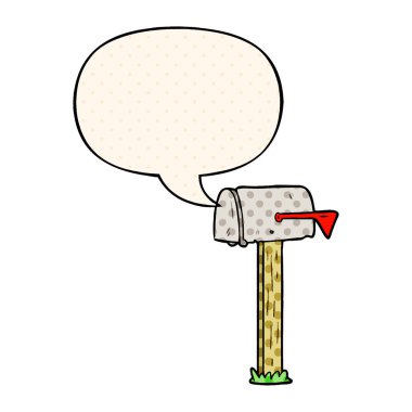 çizgi roman tarzında karikatür posta kutusu ve konuşma balonu