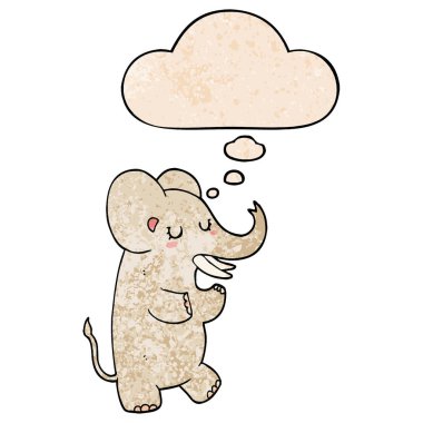 karikatür fil ve grunge doku desen st düşünce balonu