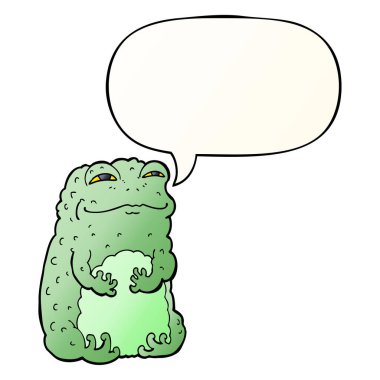 düzgün degrade tarzında karikatür kendini beğenmiş kurbağa ve konuşma balonu