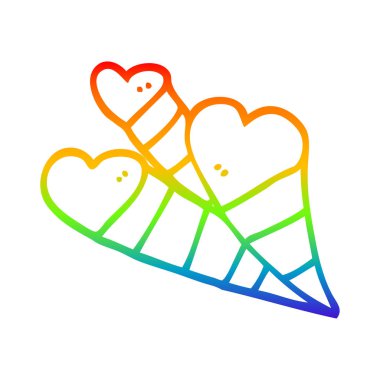 gökkuşağı degrade çizgi çizim karikatür aşk kalpleri