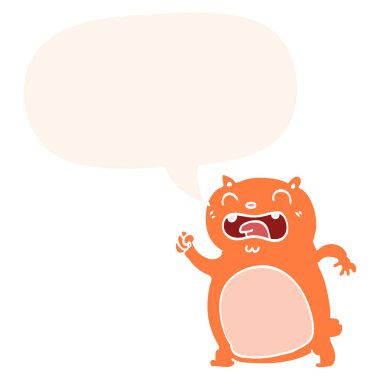 retro tarzında karikatür kedi ve konuşma balonu