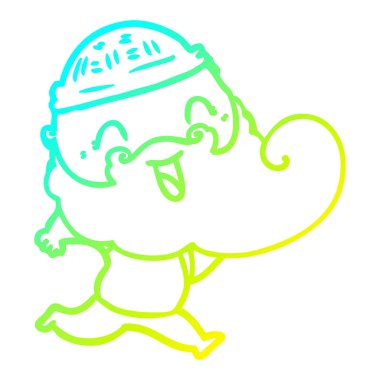 soğuk degrade çizgi çizim mutlu sakallı adam