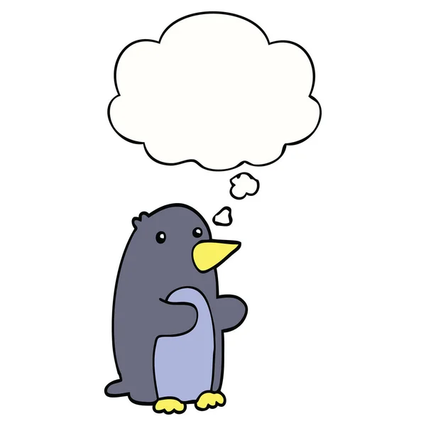 Cartoon pinguïn en gedachte Bubble — Stockvector