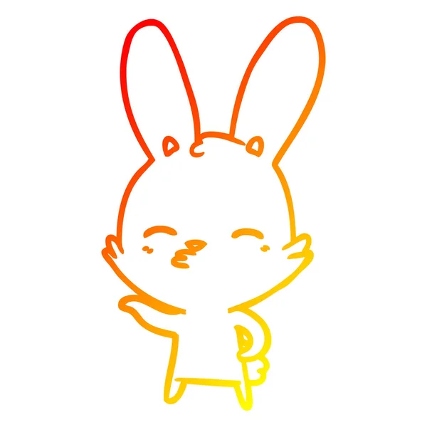 Chaud gradient ligne dessin curieux lapin dessin animé — Image vectorielle