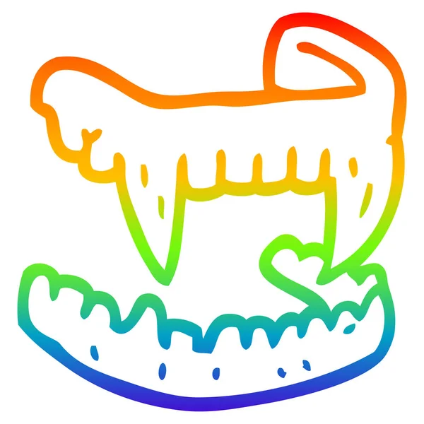 Regenboog gradiënt lijntekening cartoon Halloween tanden — Stockvector