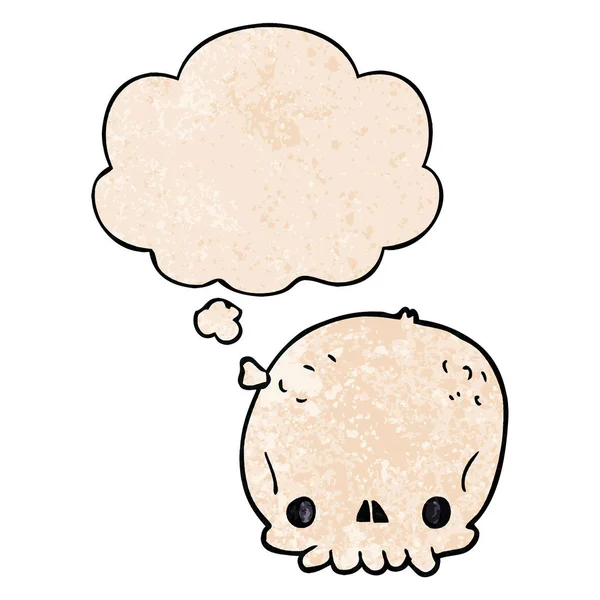Karikatür kafatası ve grunge doku desen tarzında düşünce balonu — Stok Vektör