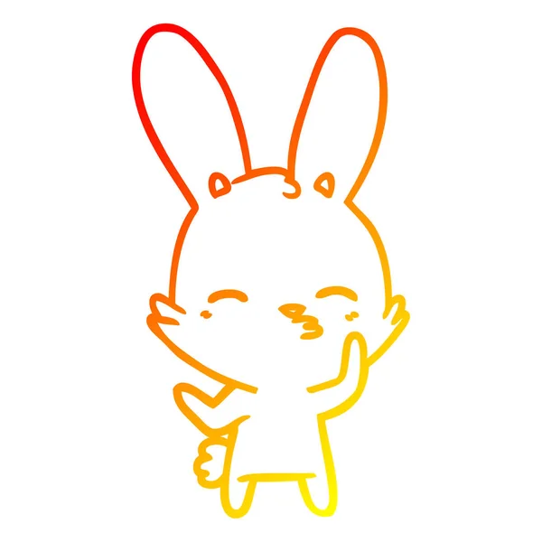 Warm gradient line drawing curious bunny cartoon — Stock Vector