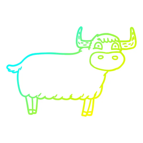 Холодная градиентная линия рисования мультяшной коровы — стоковый вектор
