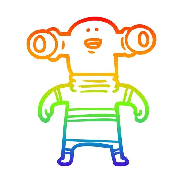 Rainbow gradient linje ritning Friendly Cartoon Alien — Stock vektor